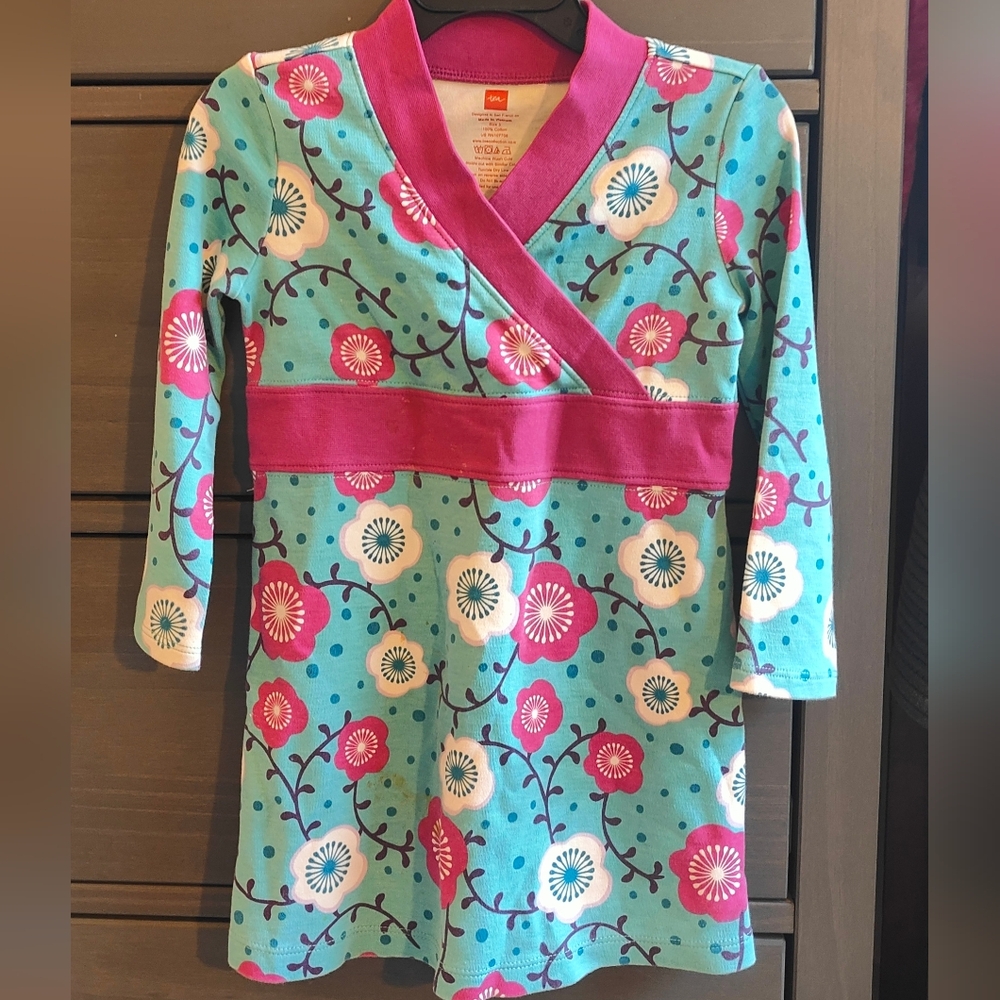 Floral Kids Casual Dress - Pink and Blue
